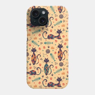 Psychedelic Cat Seamless Pattern Phone Case