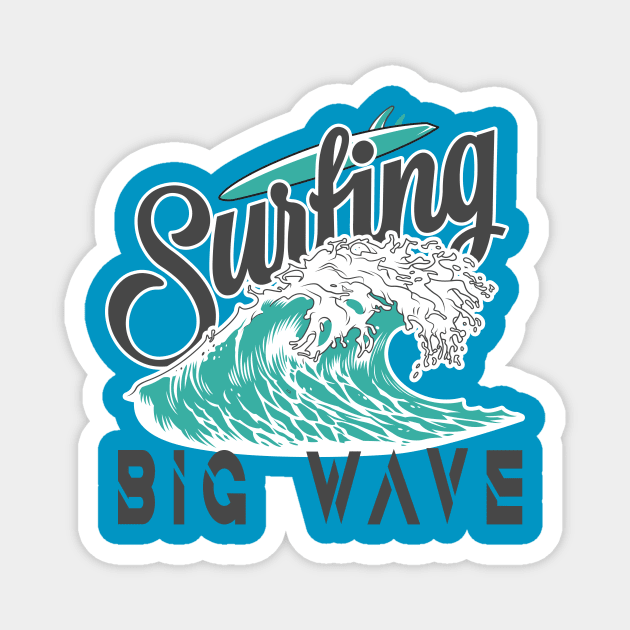 Surf - The Big Wave, Big Wave Surfer, Retro style wave, Vintage wave pattern, great wave, Japan surf culture, kanagawa shonan Magnet by wiixyou