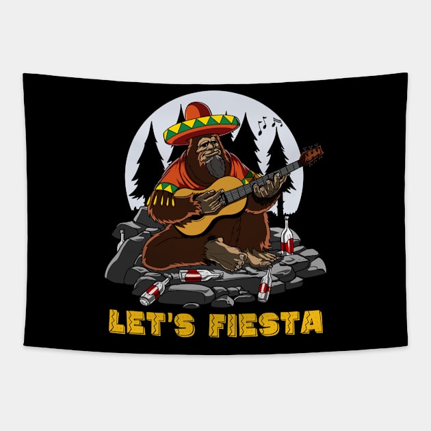 Bigfoot Cinco de Mayo Fiesta Mexican Party Tapestry by underheaven