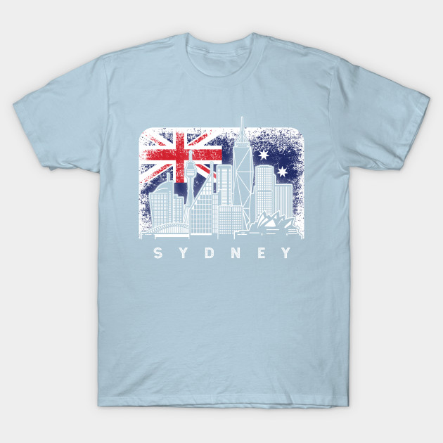 Disover Sydney Australia Skyline Vintage Australian Flag - Sydney - T-Shirt