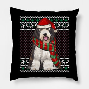 Xmas Bearded Collie Dog Santa Hat Pillow