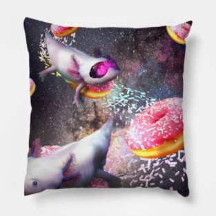 Galaxy Axolotl On Donut - Space Doughnut Axolotl Pillow