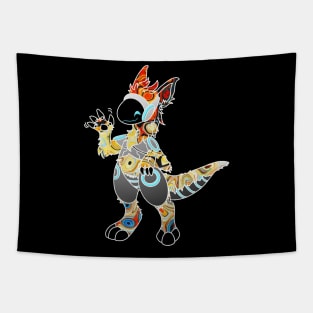 Protogen Fursuit Furry Fursona waving hello multi rainbow Tapestry