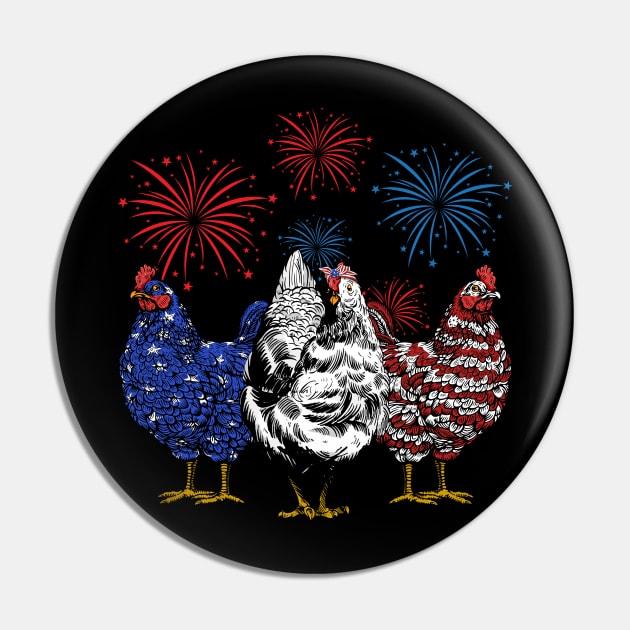 Chicken America Flag 4th of July Pin by neonatalnurse