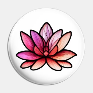 Stained Glass Pink & Peach Lotus Flower Pin