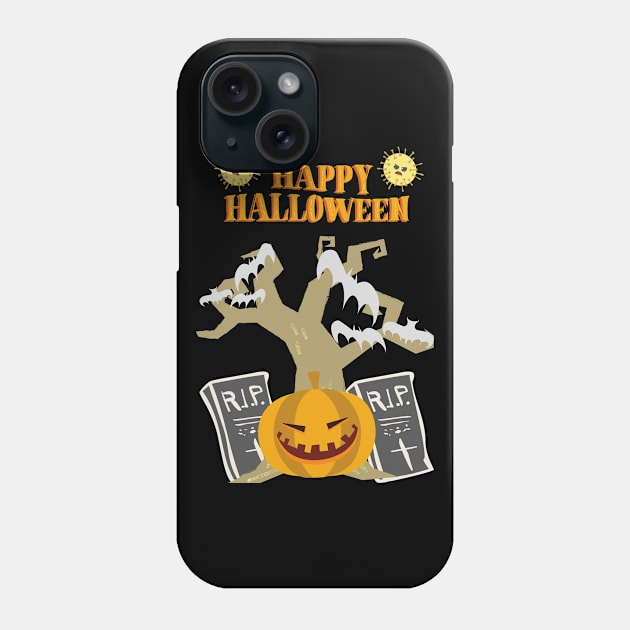 Happy Halloween Orange Pumpkin Phone Case by Kiyiya Designs
