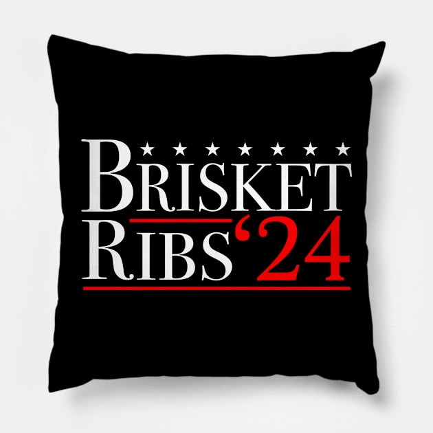 Brisket Ribs 2024 - BBQ Political Election Barbecue Funny Pillow by FanaticTee