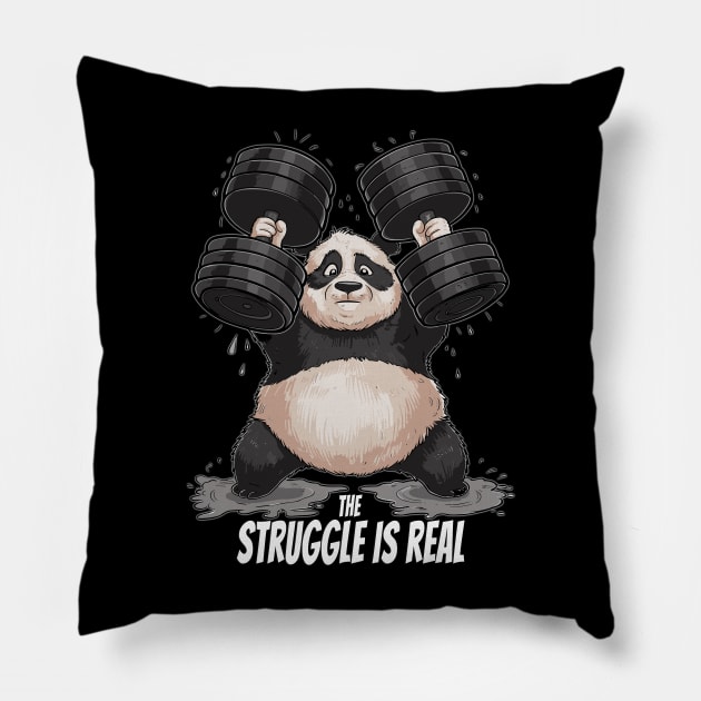 Funny The Struggle Is Real Cute Panda Design Pillow by TF Brands