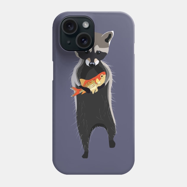 Cute Raccoon holding Goldfish Phone Case by Window House