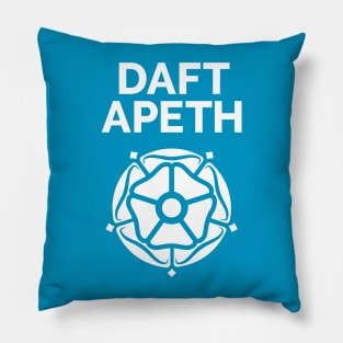 Yorkshire Saying Daft Apeth with White Rose Pillow