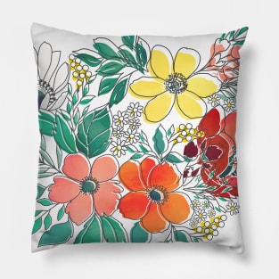 Cute girly pink floral hand drawn design Pillow