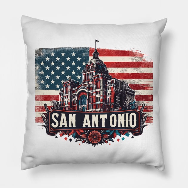 San Antonio City Pillow by Vehicles-Art