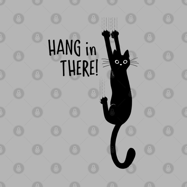 Hang in There Black Cat Hanging On by Coffee Squirrel