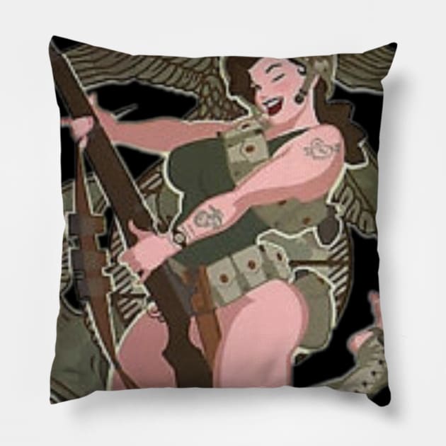 Military pin up Pillow by Diamondkitten