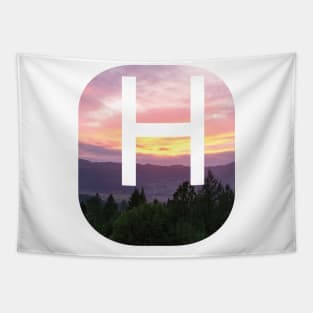 Initial H Sunset Photograph Tapestry