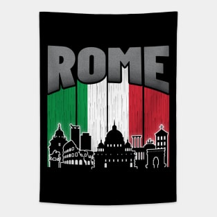 Rome Italy Skyline Vintage Flag Tapestry