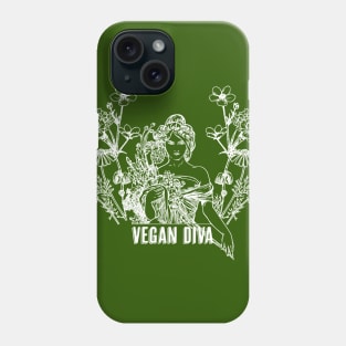 Vegan Diva - lady with flowers Phone Case