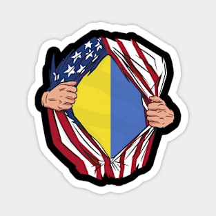 Two Hands Ripping Usa and Ukraine Flags Heritage Roots Magnet