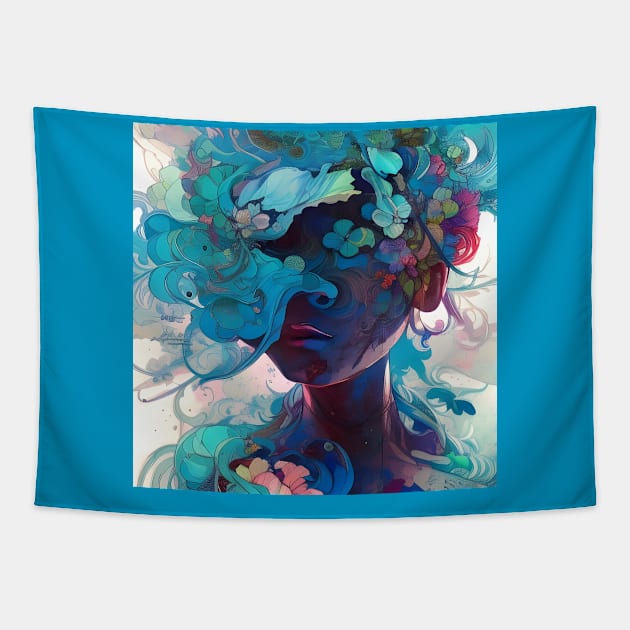 Fantastical Manga Flower Girl Tapestry by Chance Two Designs