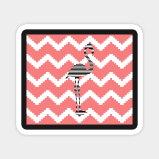 Flamingo - abstract geometric pattern - pink, black and white. Magnet