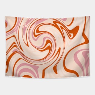 Retro Liquid Swirl Abstract Pattern. Hippie trippy swirl 70s. Tapestry