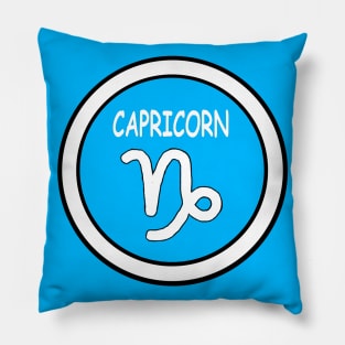 Capricorn, white circle, transparent background Pillow