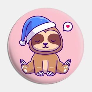 Cute Sloth Winter With Beanie Hat Cartoon Pin