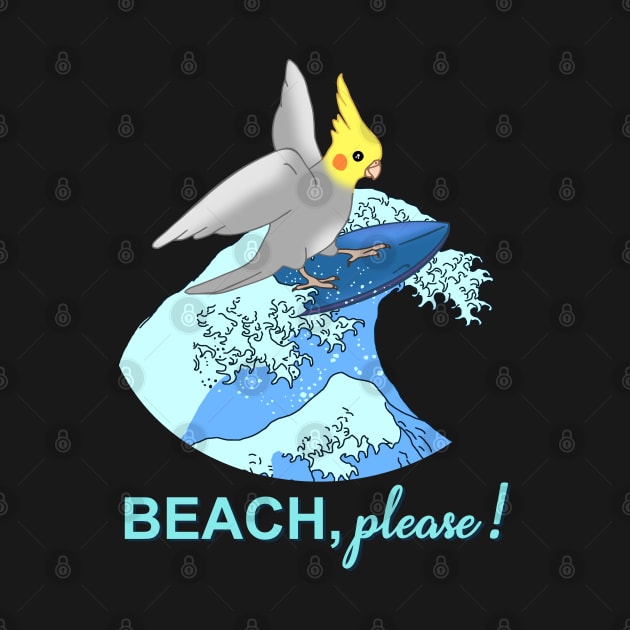 beach please - surfing cockatiel doodle by FandomizedRose