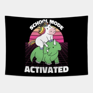 Student Unicorn Triceratops Dino Back To School Tapestry