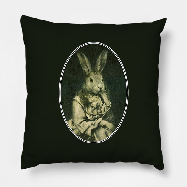 Victorian Hare Girl Oval Design Pillow by mictomart