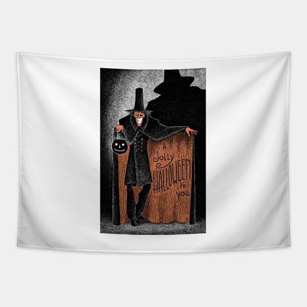 The Jolly Halloween Man Tapestry by Haunted Nonsense