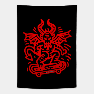 Red Devil on a skateboard Tapestry