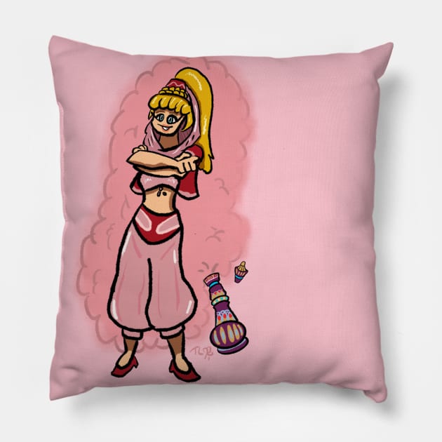 I Dream of Jeannie Pillow by BowlerHatProductions