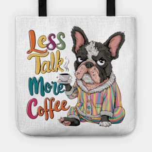 Illustration design of adorable and grumpy French bulldog, wearing warm pajamas (2) Tote