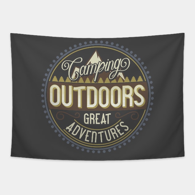 Camping Outdoors: Great Adventure Vintage Design Tapestry by Jarecrow 