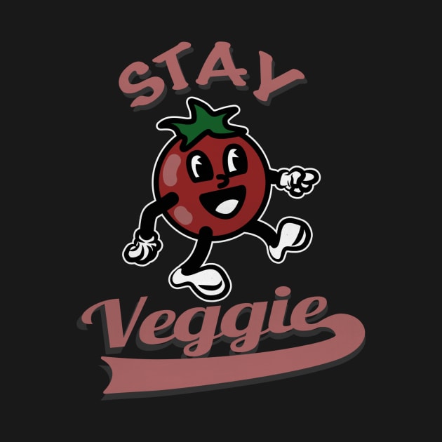 Stay Veggie Tomato retro Cartoon by Foxxy Merch