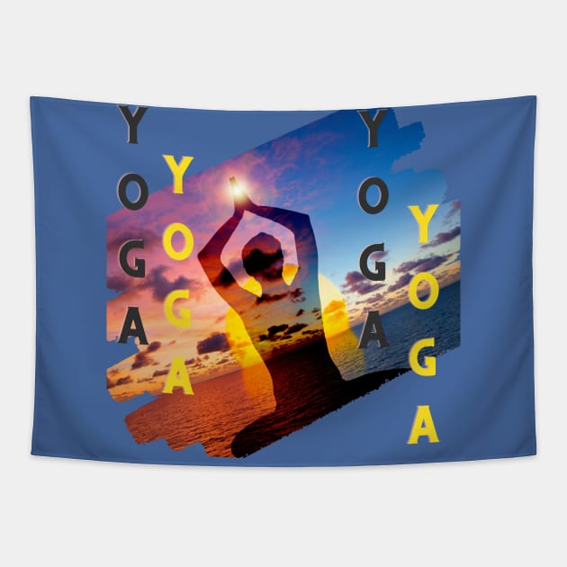 Sun Yoga Pose Tapestry by O.M design