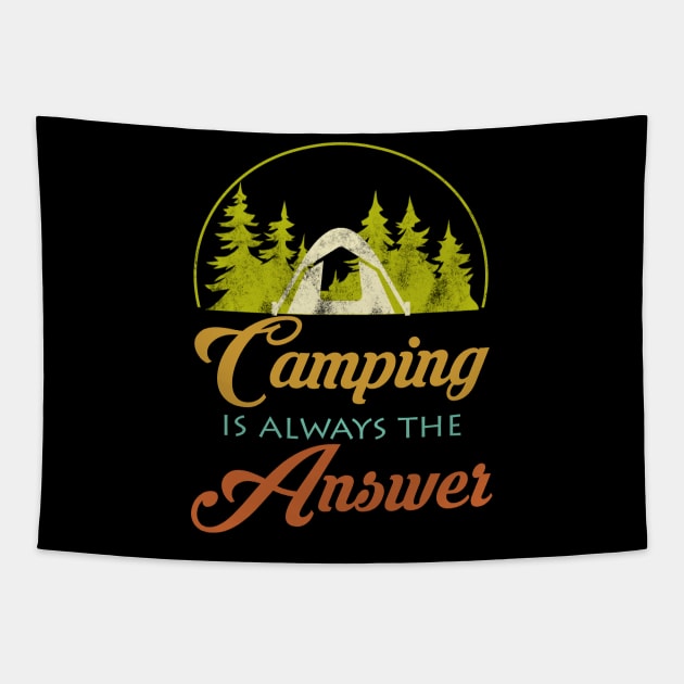 Camping Quote Retro Tapestry by Imutobi