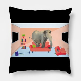 Elephant in the Room Funny Design Pillow