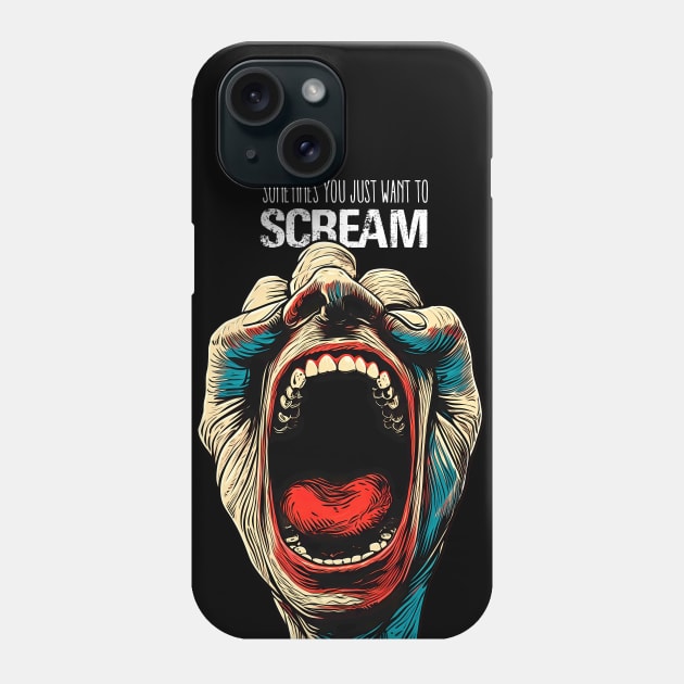 Screaming Hand: Sometimes We All Want to Scream on a dark (Knocked Out) background Phone Case by Puff Sumo