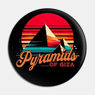 Vintage Retro Sunset Pyramids of Giza Design Pin