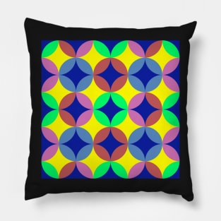 mid century colorful bright pattern Pillow