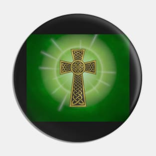 Celtic Cross on a Field of Green Pin