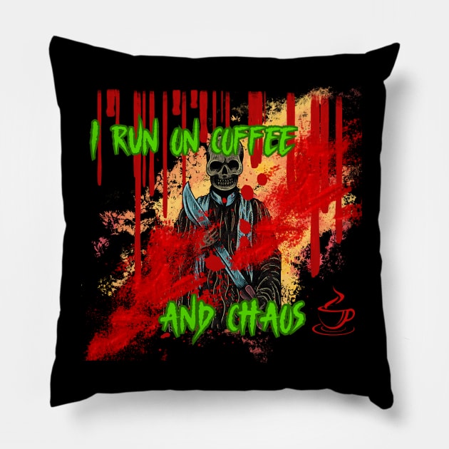 I Run On Coffee And Chaos Pillow by AO Apparel