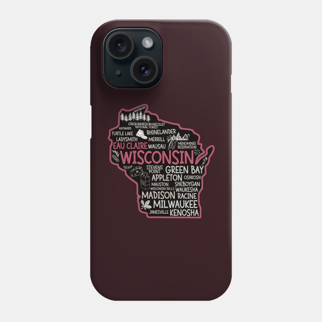 Eau Claire Wisconsin cute Milwaukee, Osseo, Green Bay, Kenosha, Racine, Appleton, Waukesha, Eau Claire, Oshkosh Phone Case by BoogieCreates