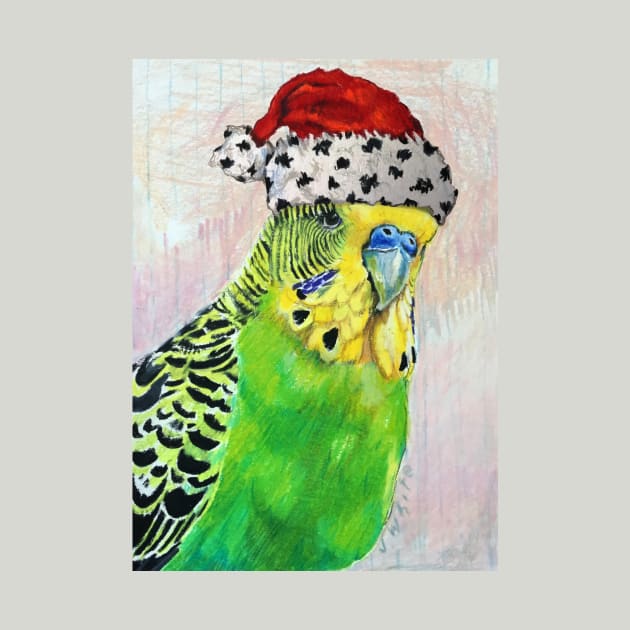 Santa Dean, my Budgie by jenesaiscluck