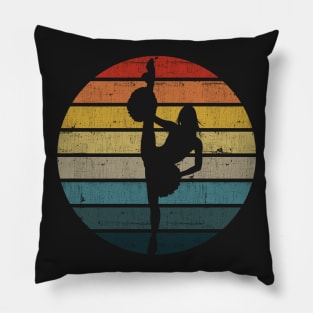 Cheerleader Silhouette On A Distressed Retro Sunset print Pillow