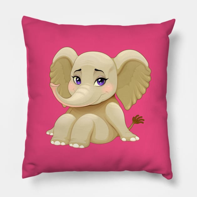 Baby elephant with cute eyes Pillow by ddraw