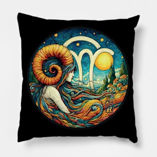 ZODIAC Aries - Astrological ARIRS - ARIRS - ZODIAC sign - Van Gogh style - 15 Pillow