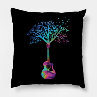 Acoustic Guitar Tree Abstract Texture Theme Pillow